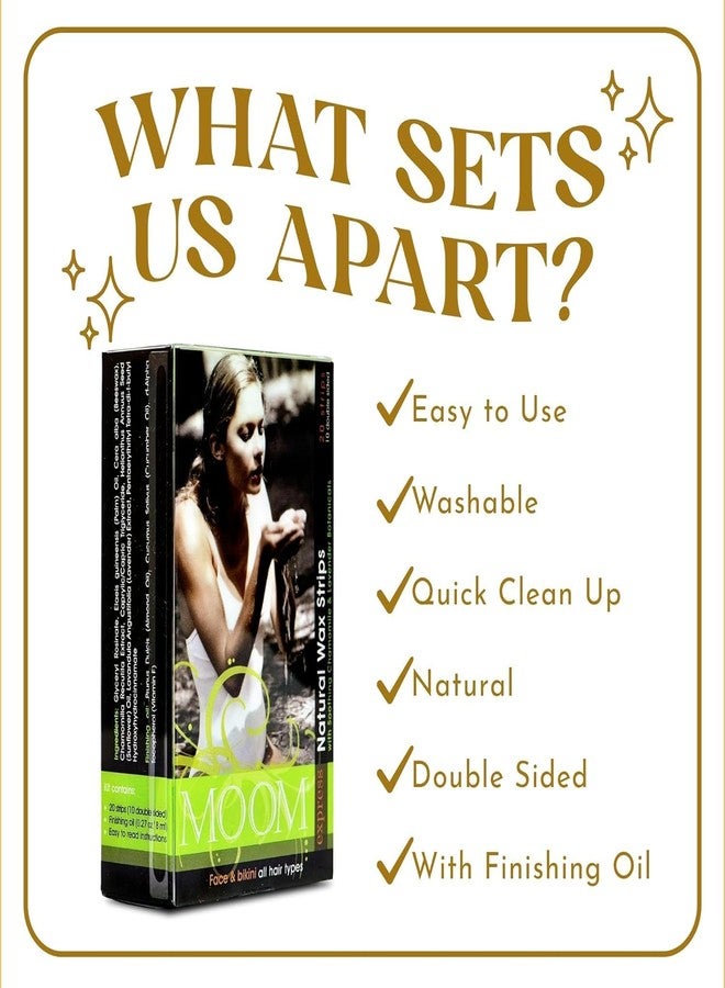 موم شرائح شمع موم إكسبريس بالبابونج والخزامى، مجموعة إزالة الشعر مع زيت نهائي - للوجه ومنطقة البكيني والمنطقة البرازيلية، 10 شرائح مزدوجة الجوانب (عبوتان)، 40 شريحة - Image 4